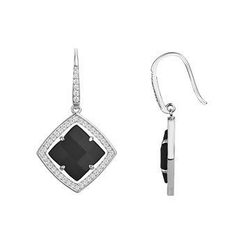 Boucles d'oreilles pendantes Lily en Argent avec oxyde de zirconium blanc
