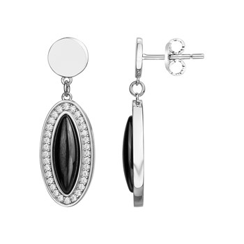 Boucles d'oreilles pendantes Aria en Argent avec oxyde de zirconium blanc