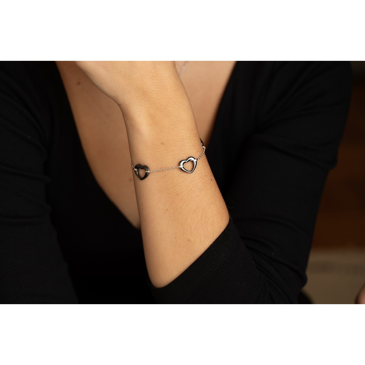 Bracelet souple multi-motifs Hannah en Argent avec oxyde de zirconium blanc - vue 2