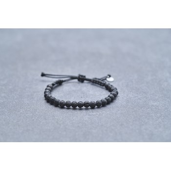 Bracelet souple Hector en Acier 316L avec lave noir