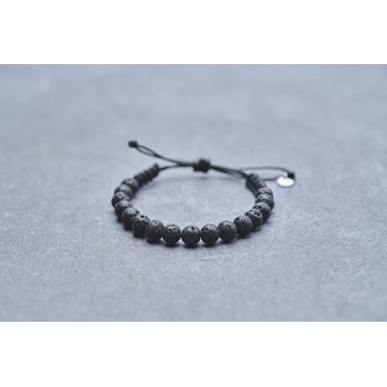 Bracelet souple Hector en Acier 316L avec lave noir