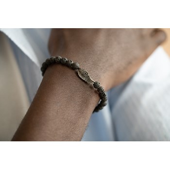Bracelet souple Gabriel en Acier 316L avec lave noir