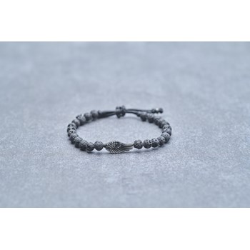 Bracelet souple Gabriel en Acier 316L avec lave noir