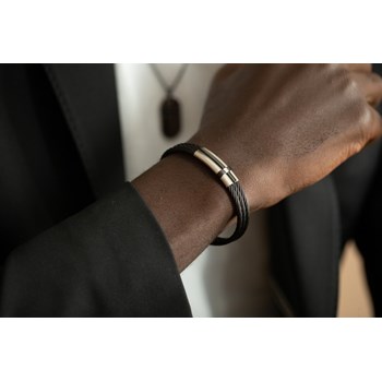 Bracelet semi-rigide Cesar en Acier 316L avec diamant blanc
