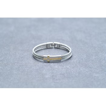 Bracelet semi-rigide Cesar en Acier 316L avec diamant blanc