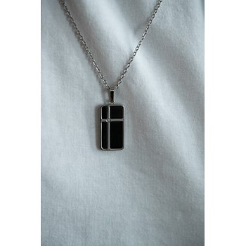 Collier mono-motif Cesar en Acier 316L avec diamant blanc