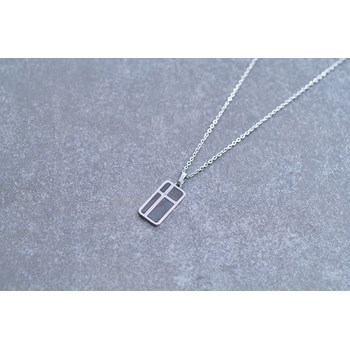 Collier mono-motif Cesar en Acier 316L avec diamant blanc