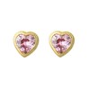 Boucles d'oreilles coeur oxyde de zirconium rose Plaqué OR 750 3 microns - vue V1