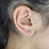 Boucles d'oreilles coeur oxyde de zirconium rose Plaqué OR 750 3 microns - vue V2