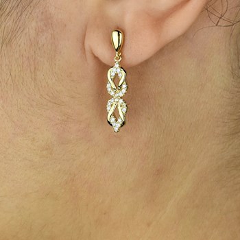 Boucles d'oreilles infini noeud d'oxydes de zirconium Plaqué OR 750 3 microns