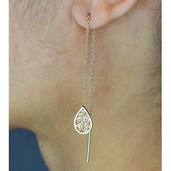 Drop earrings arabesque drop with chain Gold-plated 750 3 microns