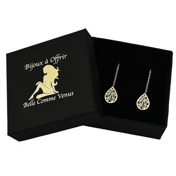 Drop earrings arabesque drop with chain Gold-plated 750 3 microns