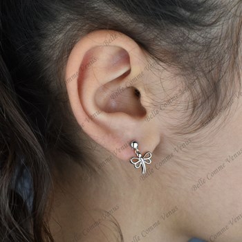 Boucles d'oreilles libellule Argent 925 Rhodié