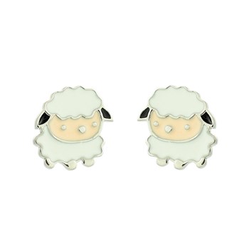 Boucles d'oreilles petit mouton émail coloré Argent 925 Rhodié