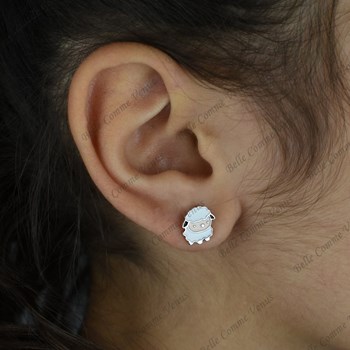 Boucles d'oreilles petit mouton émail coloré Argent 925 Rhodié