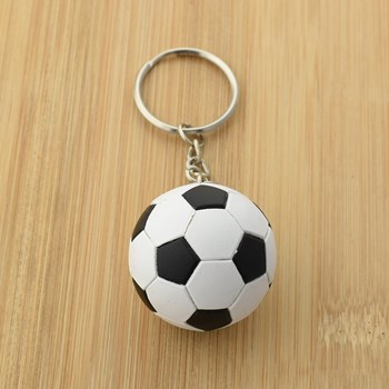 Black and white soccer keyring
