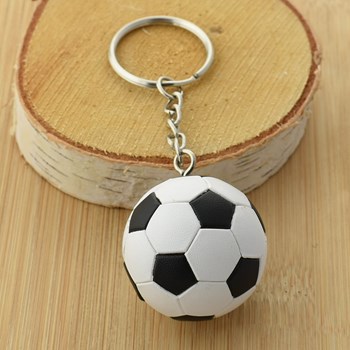Black and white soccer keyring