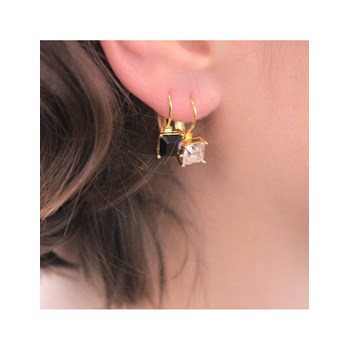 Vierkante oorbellen - Goud en Kristal