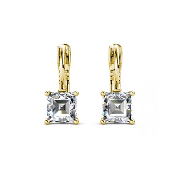 Vierkante oorbellen - Goud en Kristal