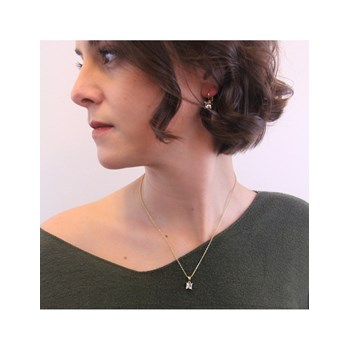 Vierkante oorbellen - Goud en Kristal