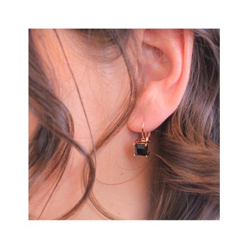 Square Earrings - Rose and Black Gold