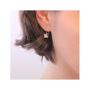 Square Earrings - Silver and Crystal