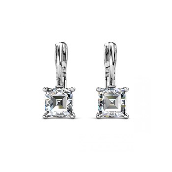 Square Earrings - Silver and Crystal