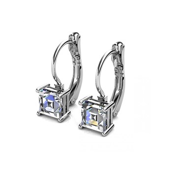 Square Earrings - Silver and Crystal