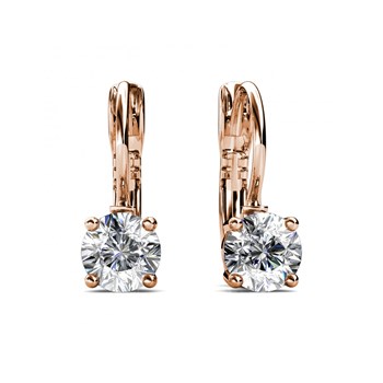 Round Earrings - Rose Gold and Crystal