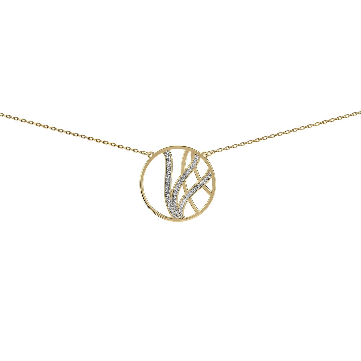 Collier Brillaxis or 9 carats cercle motif pailleté