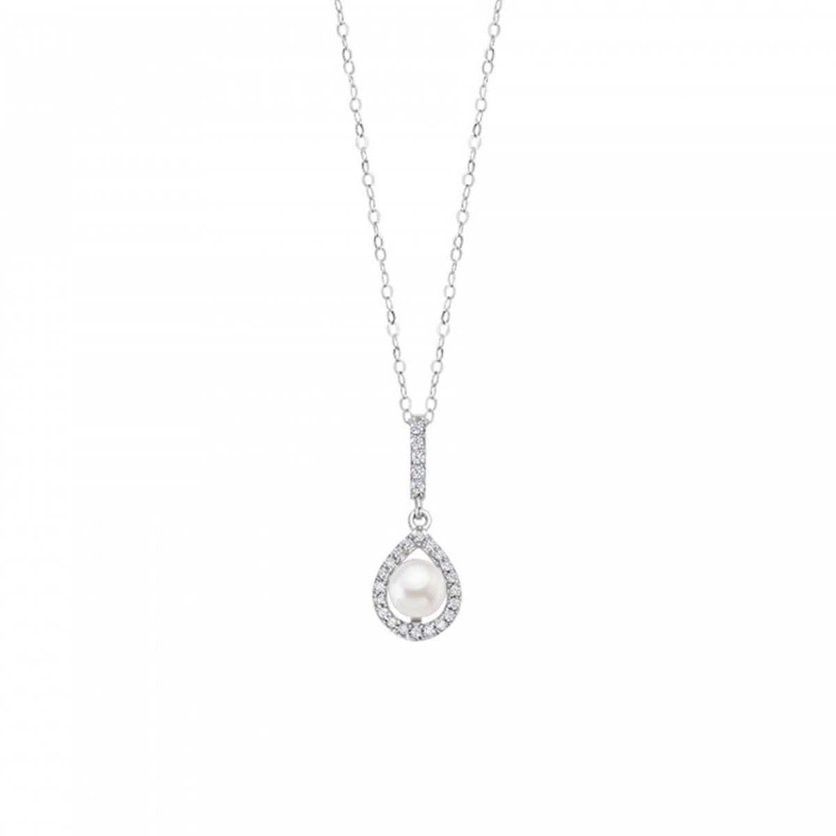 Collier Lotus argent pendentif perle