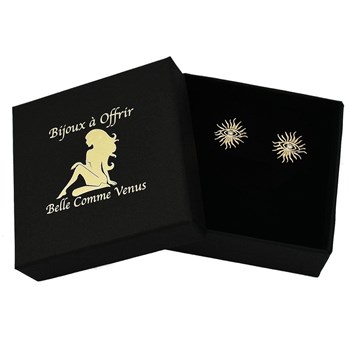 Earrings sunray eye zirconium oxide GOLD plated 750 3 microns