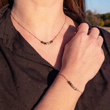 Piana ketting, armband en oorbellen in aquatische agaatstenen