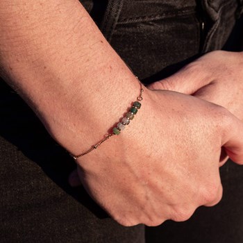 Piana ketting, armband en oorbellen in aquatische agaatstenen