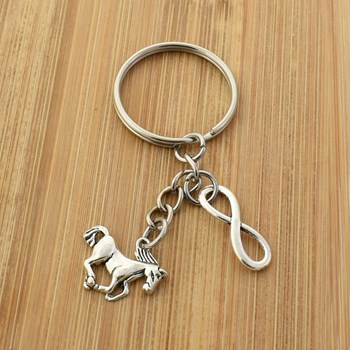 Porte-clés cheval et infini argenté