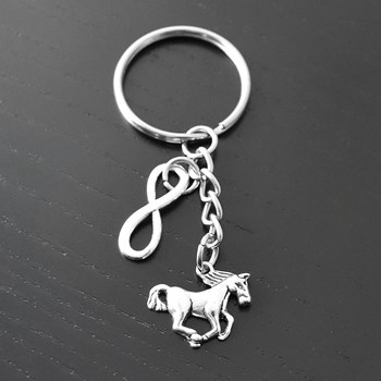 Porte-clés cheval et infini argenté