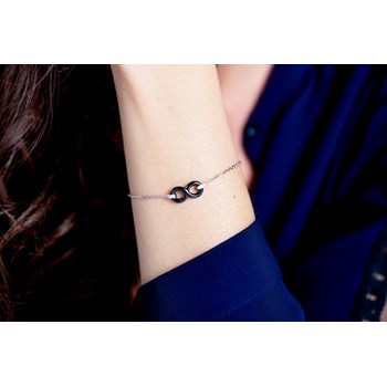 Bracelet souple Lydie en Argent avec oxyde de zirconium blanc
