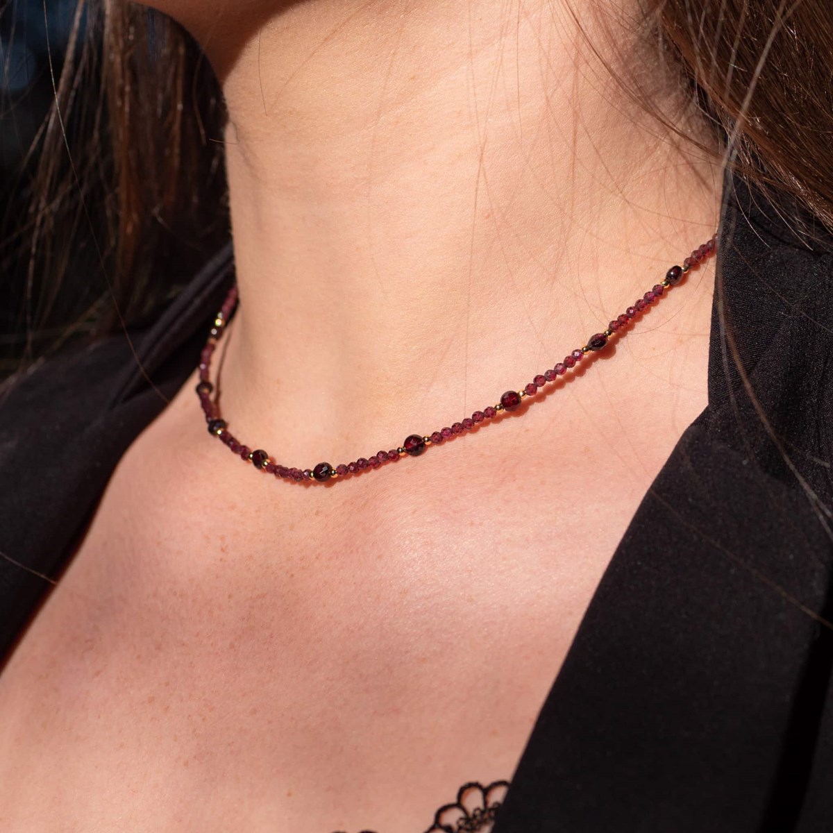 Collier et bracelet Paloma en pierres Grenat - vue 3