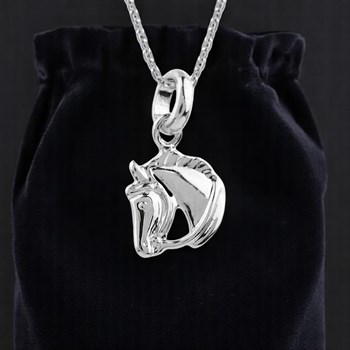 Collier buste de cheval Argent 925 Rhodié