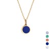 Collier médaille ronde lapis lazuli plaqué or femme - gravure COEUR - vue V1