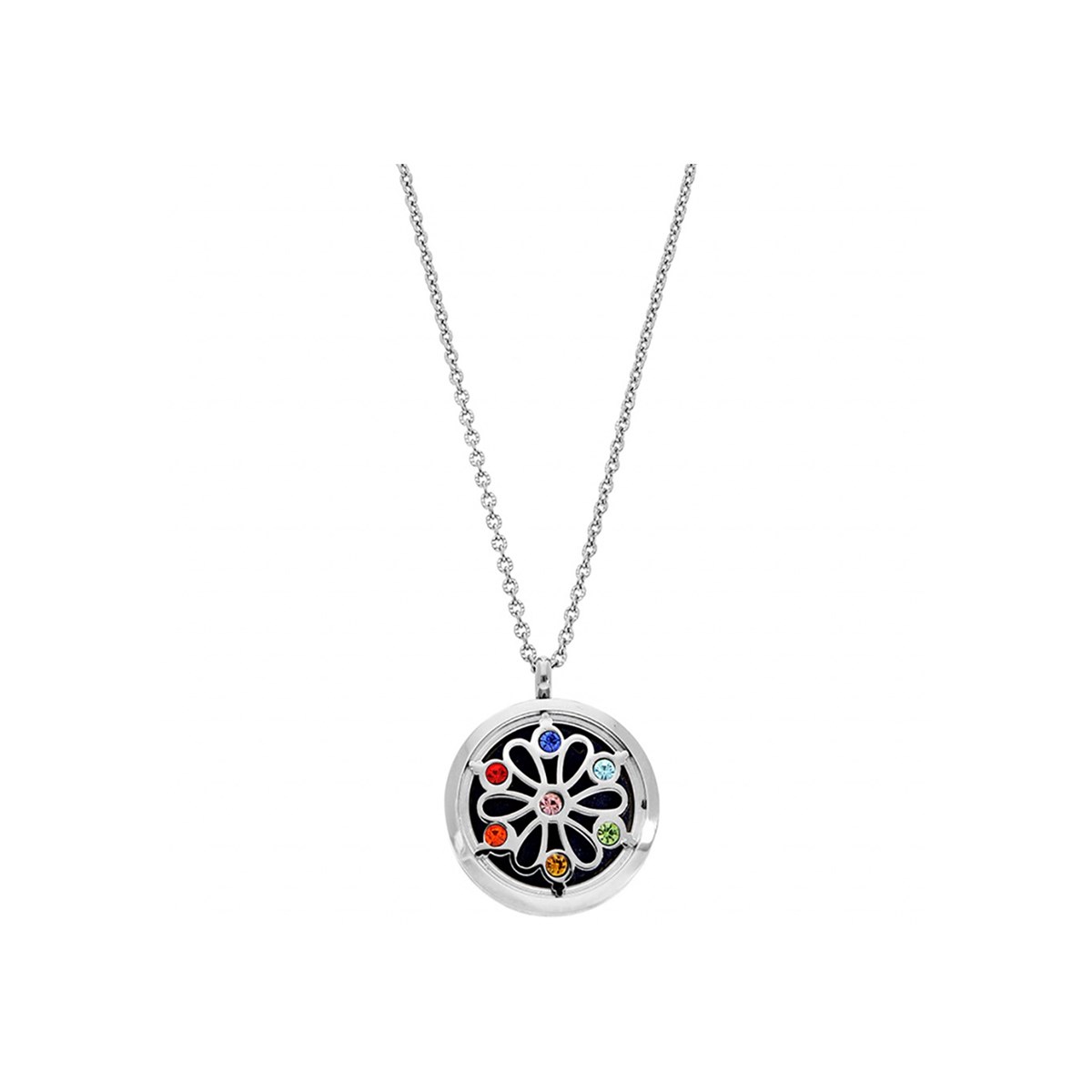 Collier senteur en acier - Fleur de vie 7 chakras - vue 2