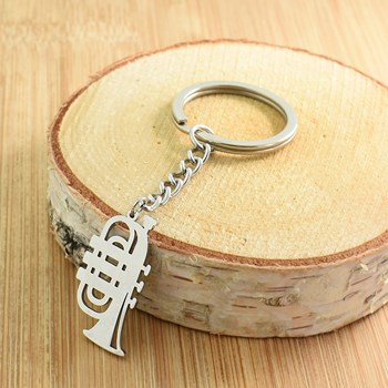Origami steel trumpet key ring