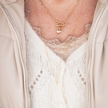Charly necklace, large golden heart, 45 cm