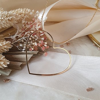 Charly necklace, large golden heart, 45 cm