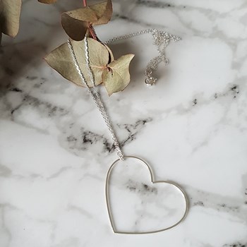 Collier Charly grand coeur argent 50 cm
