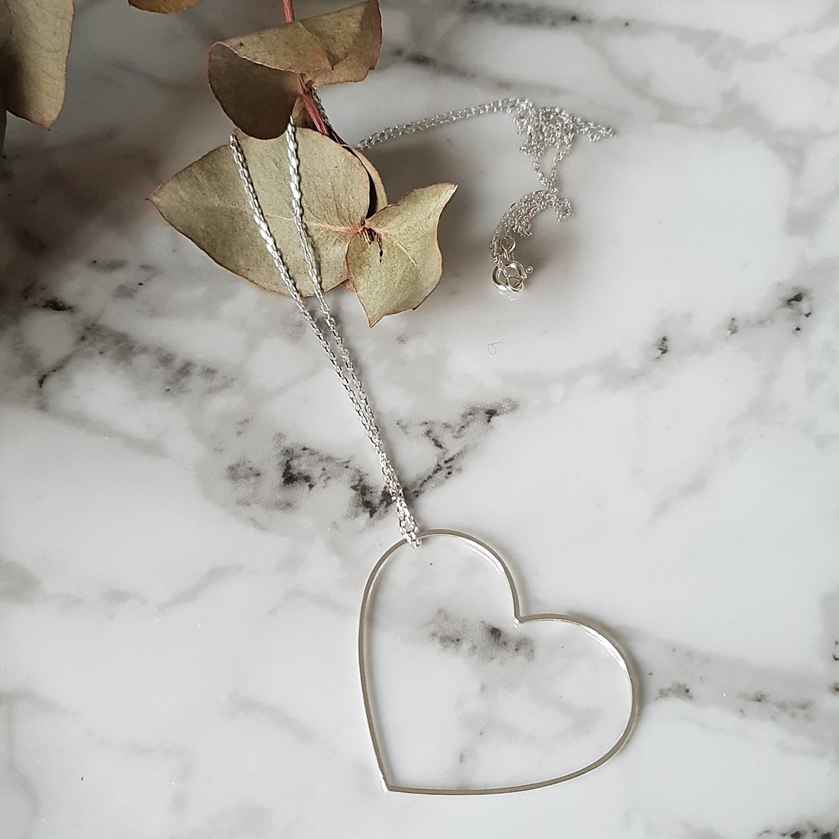 Collier Charly grand coeur argent 60 cm - vue 3