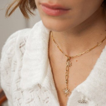 Verguld stalen ster bedel met witte strass-steentjes