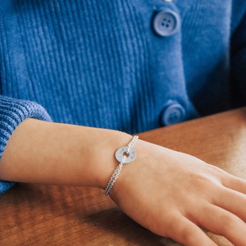 Bracelet chaine mini jeton argent 925 enfant - gravure PTITLOUP