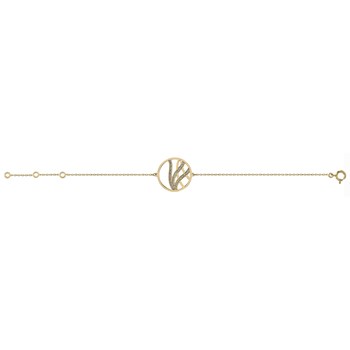 Bracelet or 18 carats motif courbe pailleté cercle