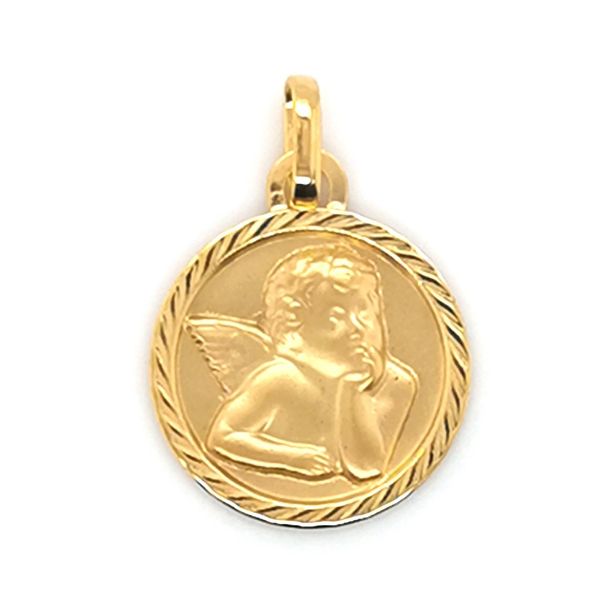 Médaille Brillaxis ange diamantée striée or jaune